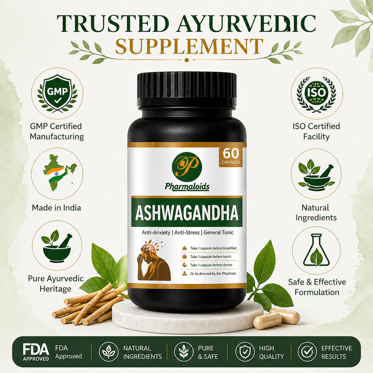 Pharmaloids Ashwagandha Capsules: General Tonic for Nervousness and Anxiety - Image 4